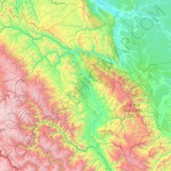 Mapa topográfico Satipo, altitud, relieve