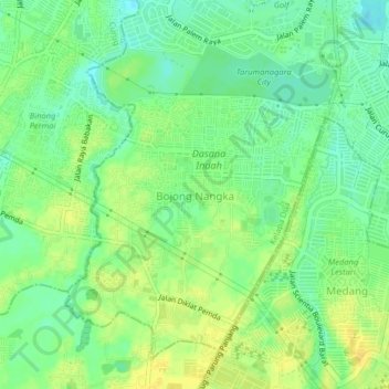 Mapa topográfico Bojong Nangka, altitud, relieve