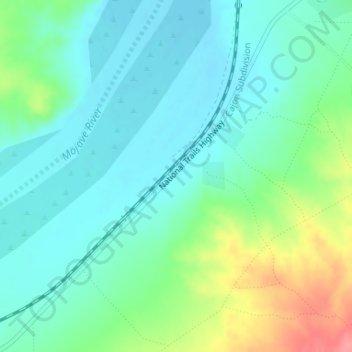 Mapa topográfico Hodge, altitud, relieve