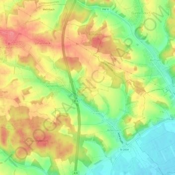 Mapa topográfico Hohenbuch, altitud, relieve