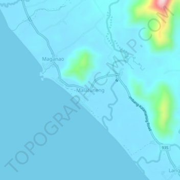 Mapa topográfico Malatuneng, altitud, relieve