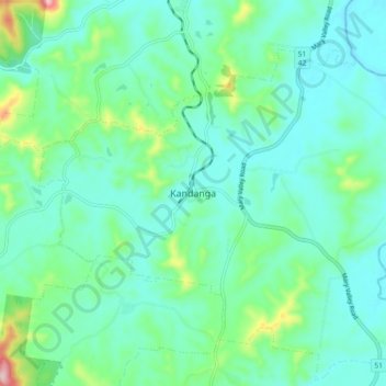 Mapa topográfico Kandanga, altitud, relieve