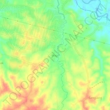 Mapa topográfico Maja, altitud, relieve