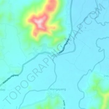 Mapa topográfico Gabut, altitud, relieve