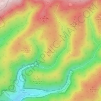 Mapa topográfico Franzosenkopf, altitud, relieve