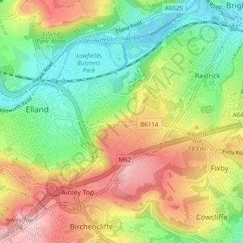 Mapa topográfico Upper Edge, altitud, relieve
