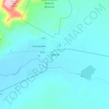 Mapa topográfico Calvinia, altitud, relieve