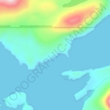 Mapa topográfico Hood Bay, altitud, relieve