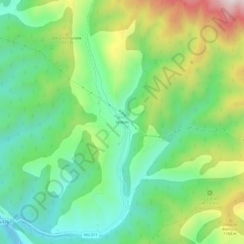 Mapa topográfico Urdués, altitud, relieve