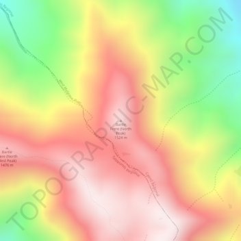 Mapa topográfico Bartle Frere (North Peak), altitud, relieve