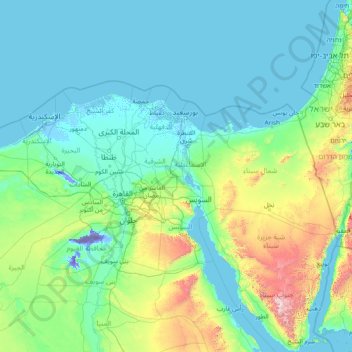 Mapa topográfico Ismailia Governorate, altitud, relieve