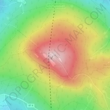 Mapa topográfico Ochsenkopf, altitud, relieve