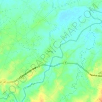 Mapa topográfico Burgos, altitud, relieve