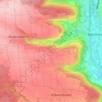 Mapa topográfico Wirbertshofen, altitud, relieve