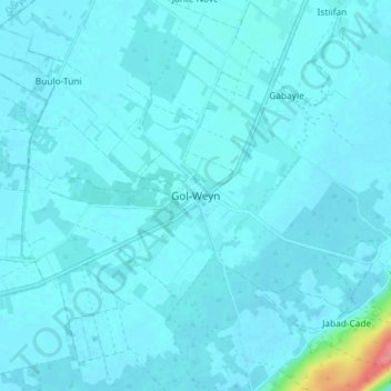 Mapa topográfico Gol-Weyn, altitud, relieve