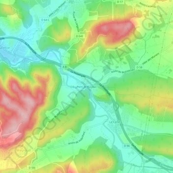 Mapa topográfico Pont de Bayeux, altitud, relieve