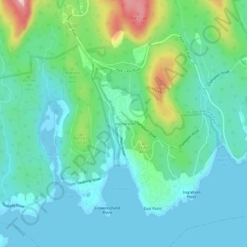 Mapa topográfico Seal Harbor, altitud, relieve