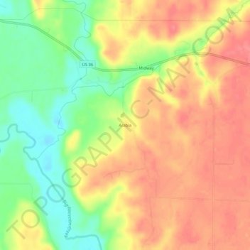 Mapa topográfico Arabia, altitud, relieve