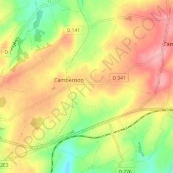 Mapa topográfico Isigny, altitud, relieve
