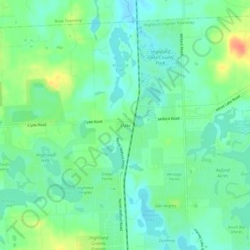 Mapa topográfico Clyde, altitud, relieve