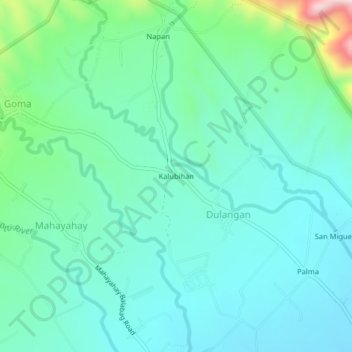 Mapa topográfico Kalubihan, altitud, relieve