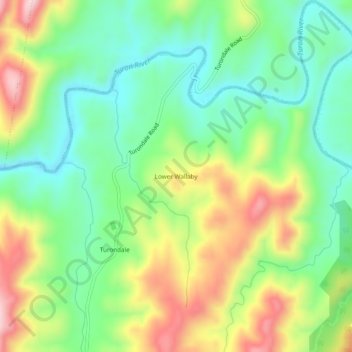 Mapa topográfico Lower Wallaby, altitud, relieve