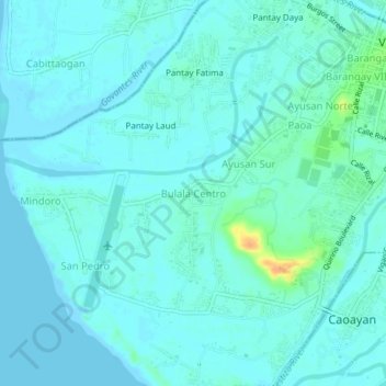 Mapa topográfico Bulala Centro, altitud, relieve