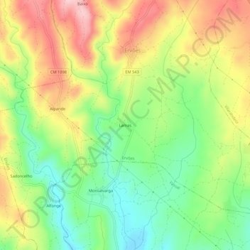 Mapa topográfico Lamas, altitud, relieve
