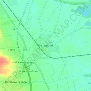 Mapa topográfico Meitzendorf, altitud, relieve