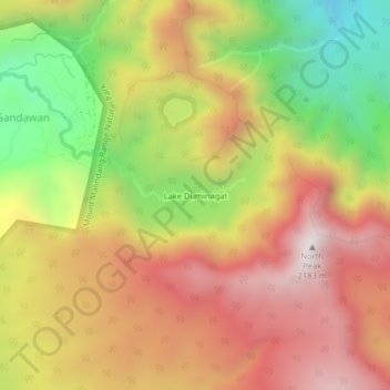 Mapa topográfico Lake Duminagat, altitud, relieve