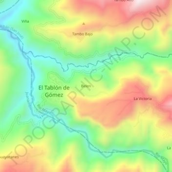 Mapa topográfico Belen, altitud, relieve