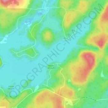 Mapa topográfico Lac Désert, altitud, relieve