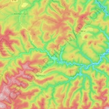 Mapa topográfico Elmstein, altitud, relieve