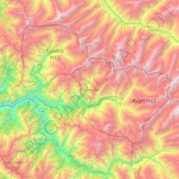 Mapa topográfico Brahmaur, altitud, relieve