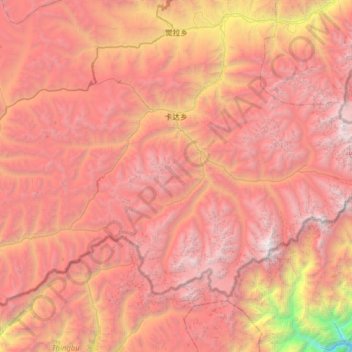 Mapa topográfico Khartak, altitud, relieve
