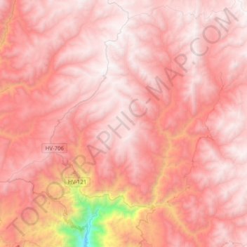 Mapa topográfico Querco, altitud, relieve