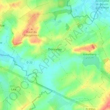 Mapa topográfico Donnelay, altitud, relieve