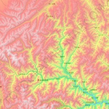 Mapa topográfico Heishui County, altitud, relieve