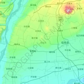 Mapa topográfico 临猗县, altitud, relieve
