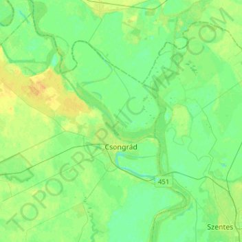 Mapa topográfico Tschongrad, altitud, relieve