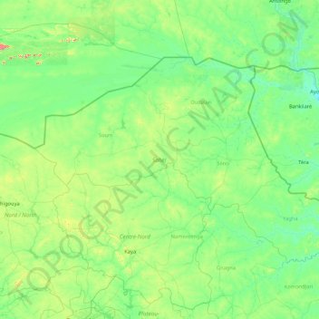 Mapa topográfico Sahel, altitud, relieve