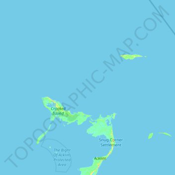 Mapa topográfico Crooked Island and Long Cay, altitud, relieve