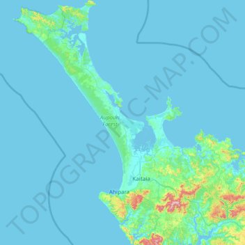 Mapa topográfico Te Hiku Community, altitud, relieve