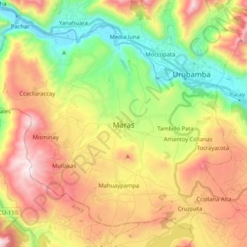 Mapa topográfico Maras, altitud, relieve