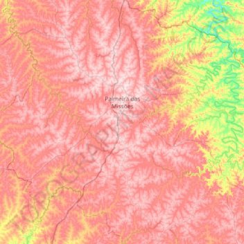 Mapa topográfico Palmeira das Missões, altitud, relieve