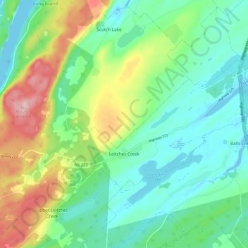 Mapa topográfico Leitches Creek, altitud, relieve