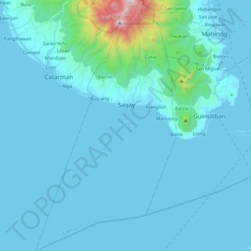 Mapa topográfico Sagay, altitud, relieve
