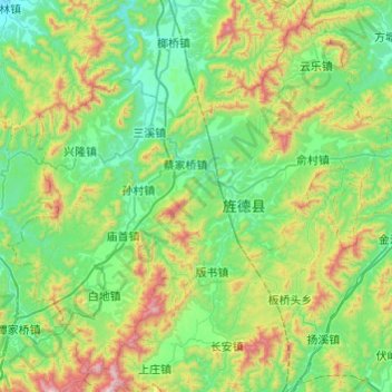 Mapa topográfico 旌德县, altitud, relieve