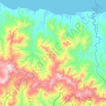 Mapa topográfico Distrito Santa Catalina, altitud, relieve
