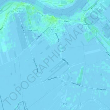 Mapa topográfico Ameide, altitud, relieve